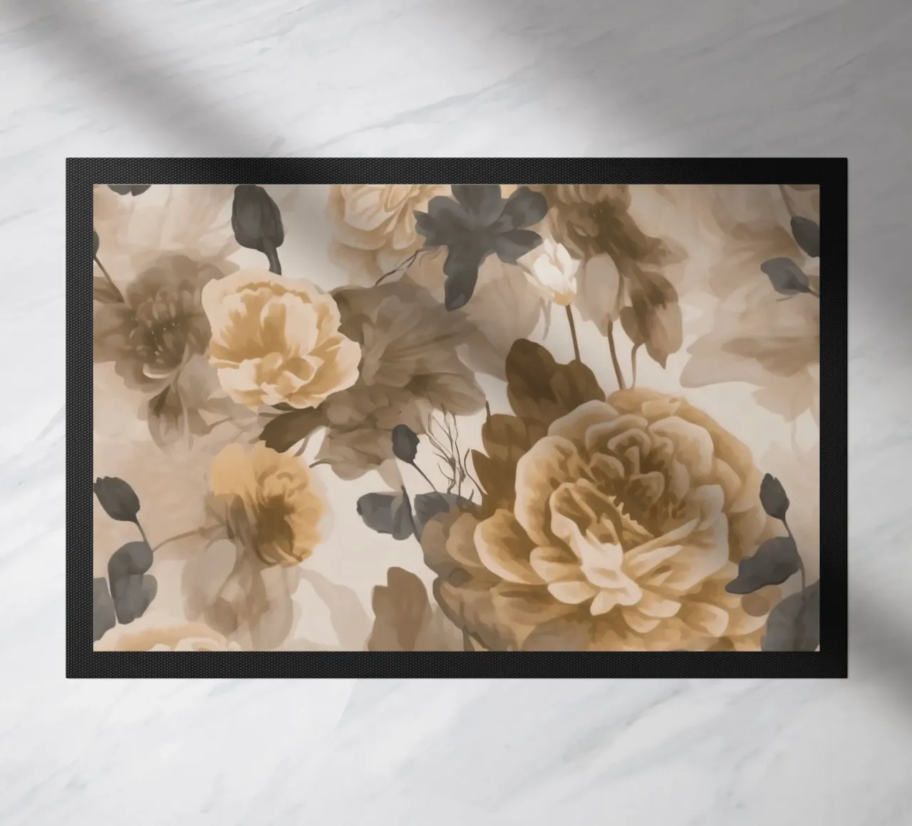 Rose barocche design floreale nostalgico in beige marrone scuro C zerbino da Andrea Haase Vintage World