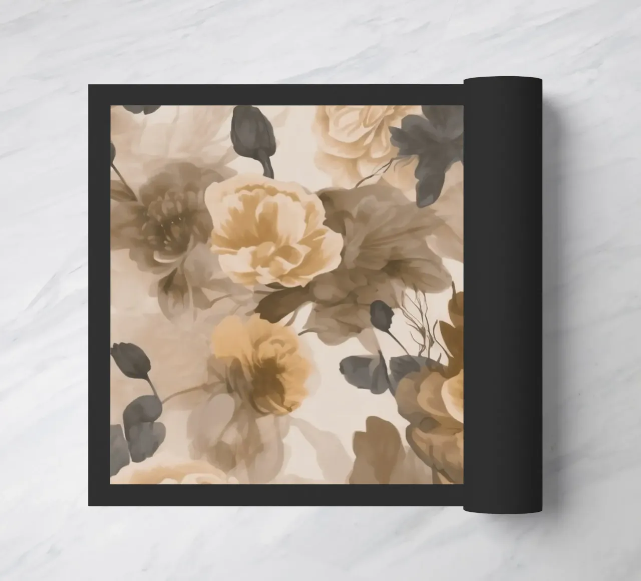 Rose barocche design floreale nostalgico in beige marrone scuro C zerbino da Andrea Haase Vintage World