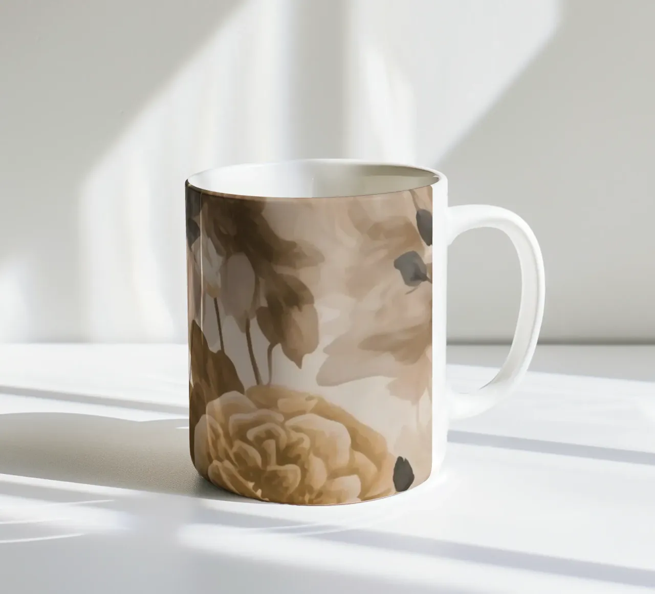 Rose barocche design floreale nostalgico in beige marrone scuro C tazza in ceramica da Andrea Haase Vintage World