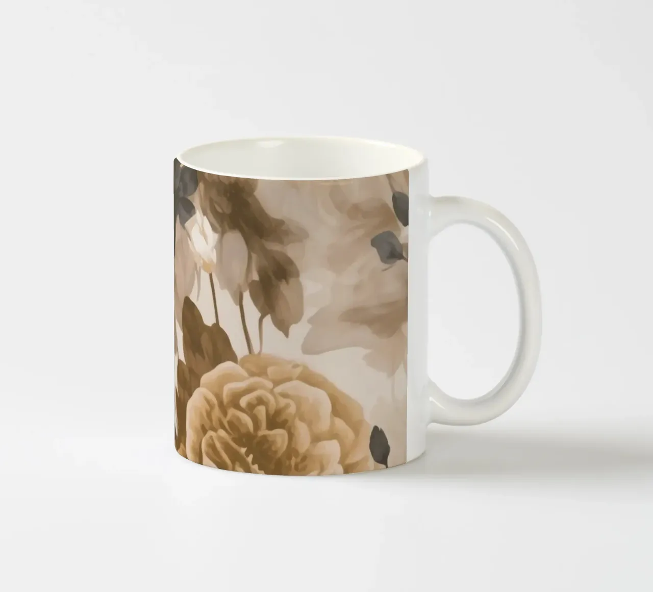 Rose barocche design floreale nostalgico in beige marrone scuro C tazza in ceramica da Andrea Haase Vintage World