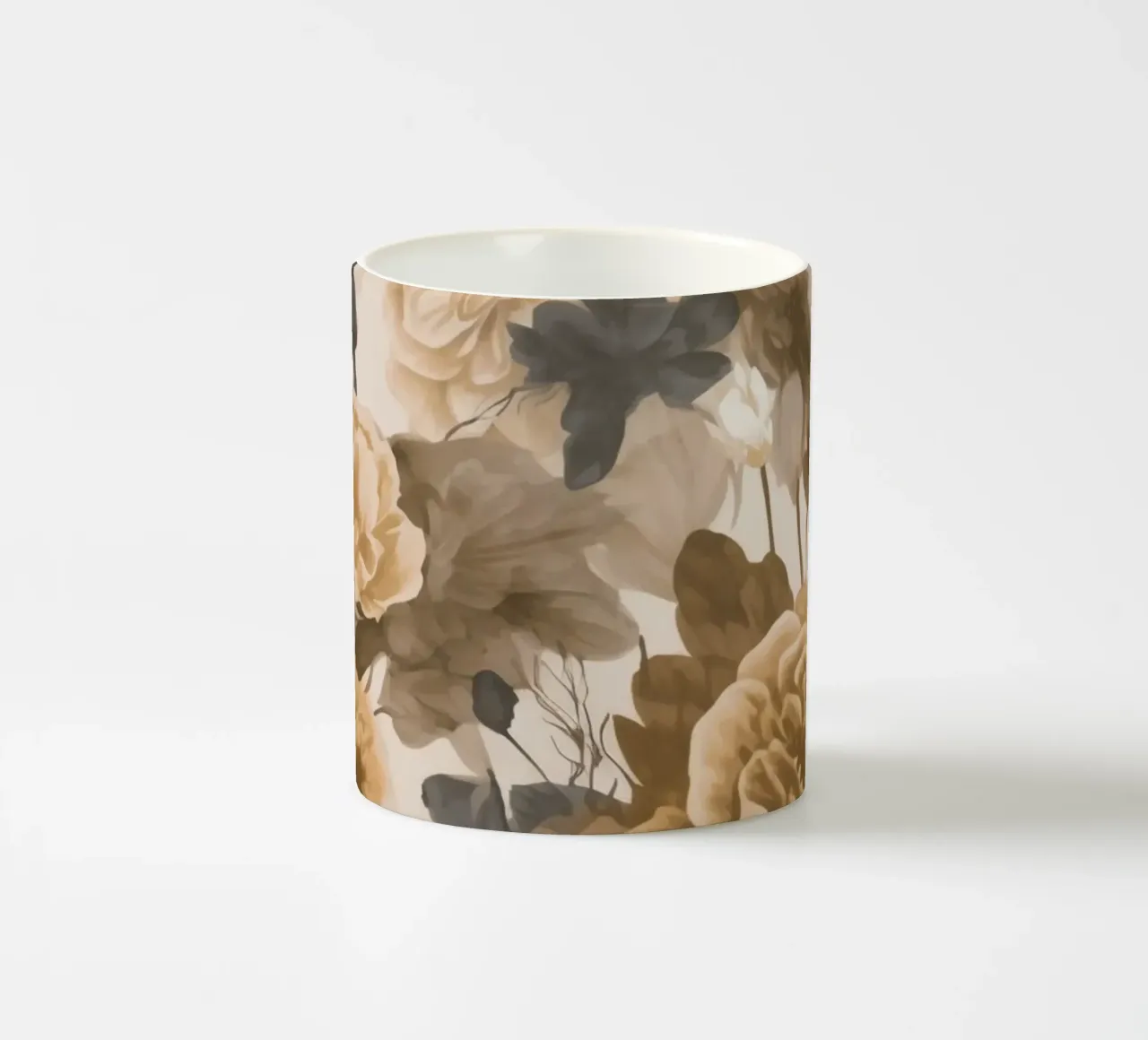 Rose barocche design floreale nostalgico in beige marrone scuro C tazza in ceramica da Andrea Haase Vintage World