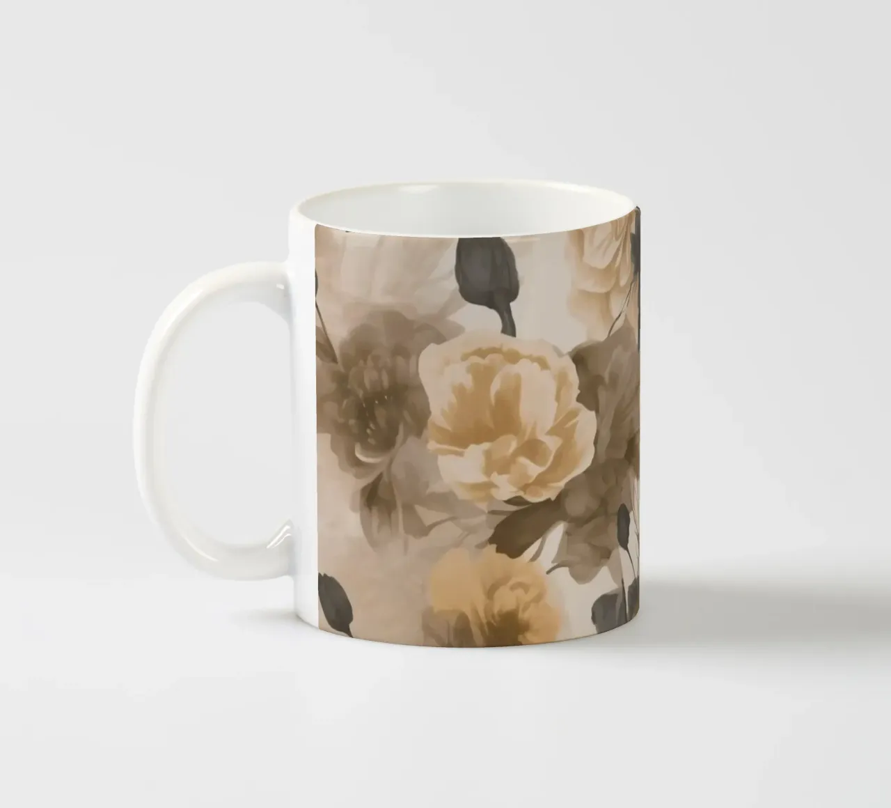 Rose barocche design floreale nostalgico in beige marrone scuro C tazza in ceramica da Andrea Haase Vintage World