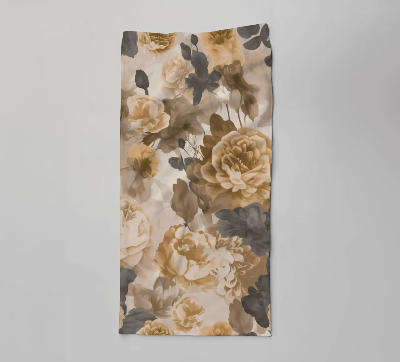 Rose barocche design floreale nostalgico in beige marrone scuro C asciugamano da bagno da Andrea Haase Vintage World