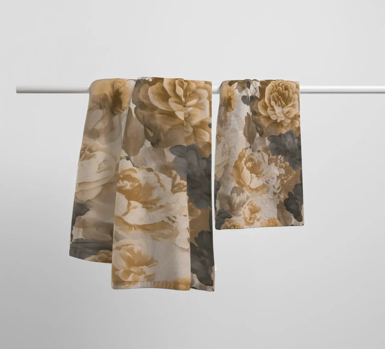 Rose barocche design floreale nostalgico in beige marrone scuro C asciugamano da bagno da Andrea Haase Vintage World