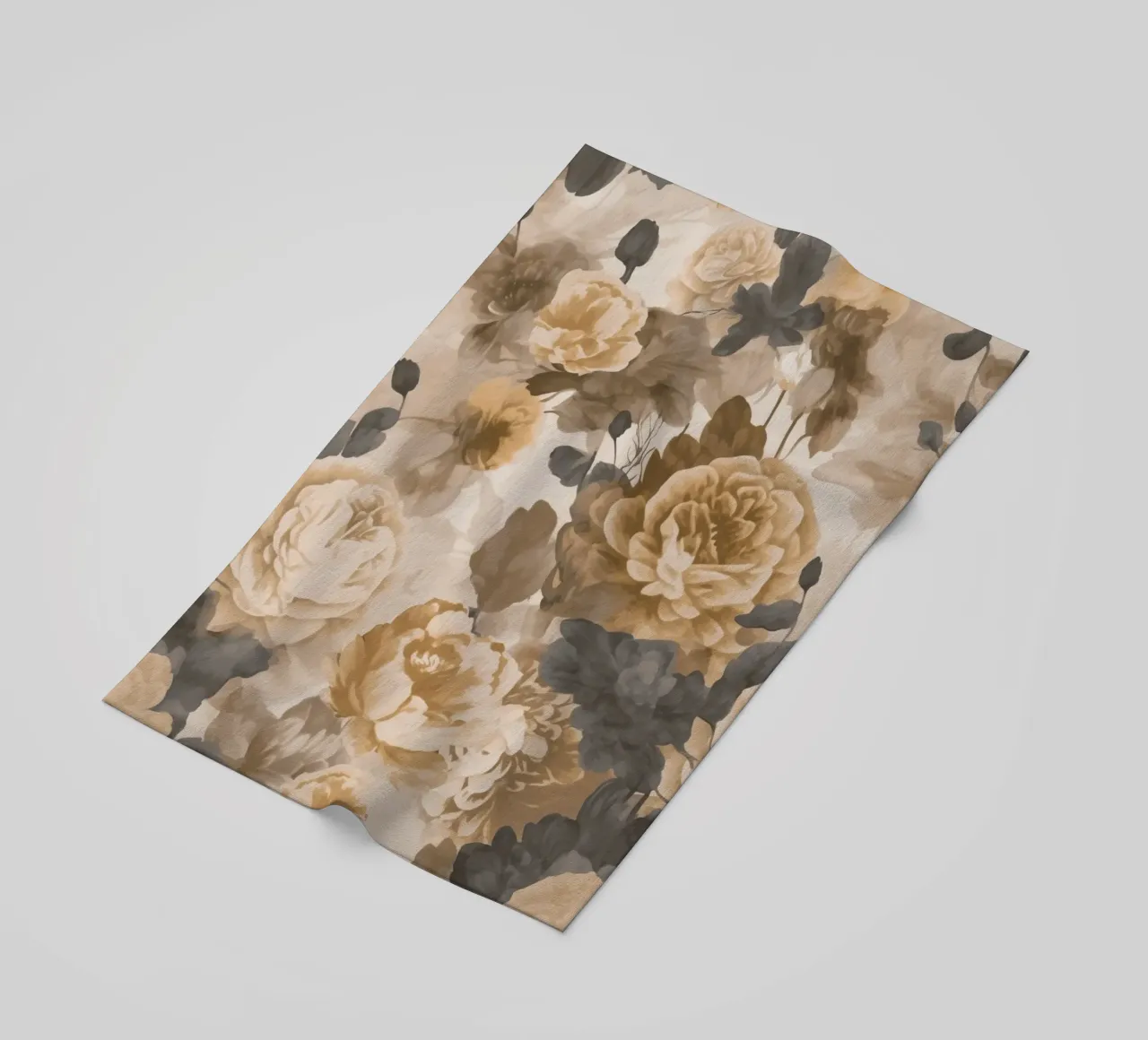 Rose barocche design floreale nostalgico in beige marrone scuro C telo mare da Andrea Haase Vintage World