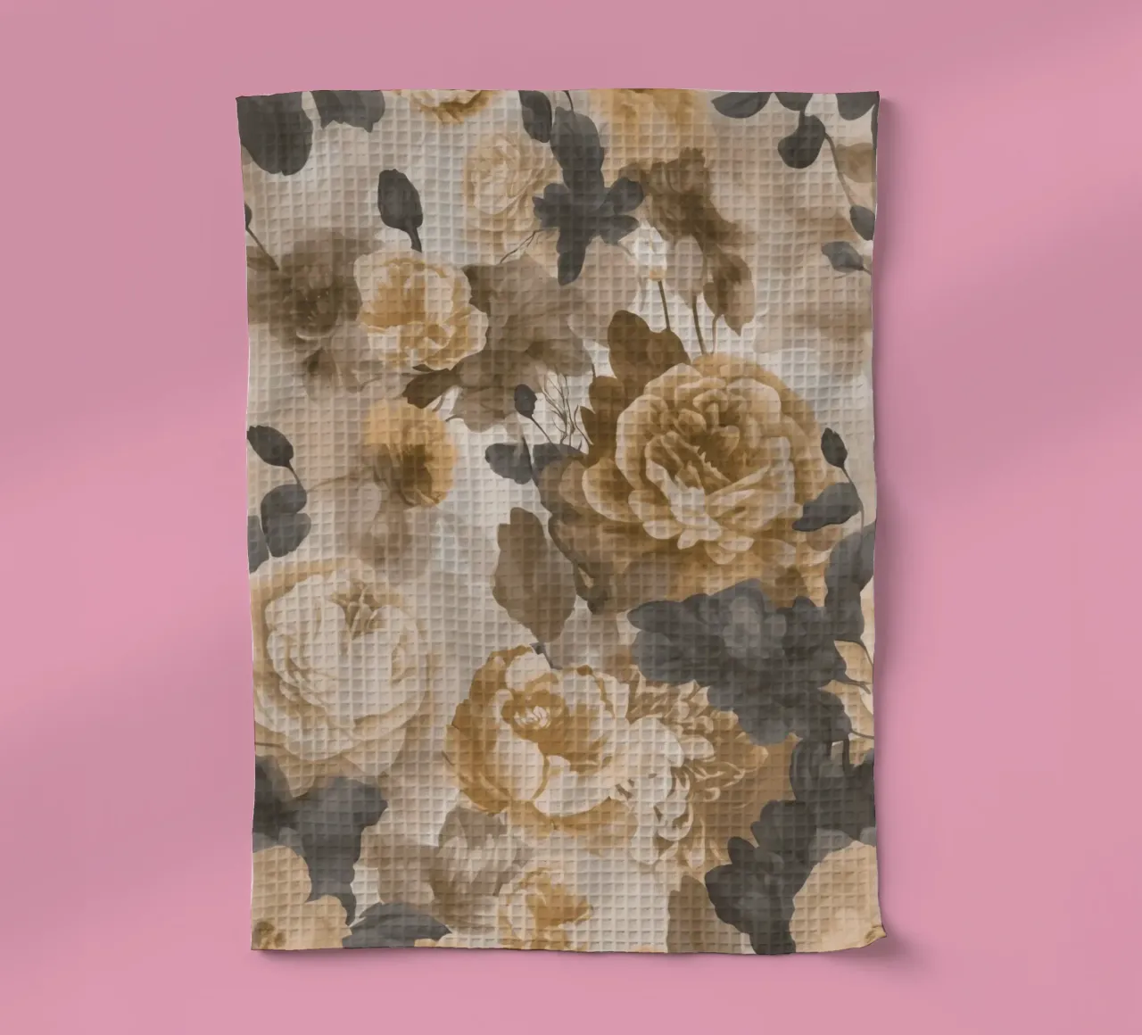 Rose barocche design floreale nostalgico in beige marrone scuro C canovaccio da cucina da Andrea Haase Vintage World