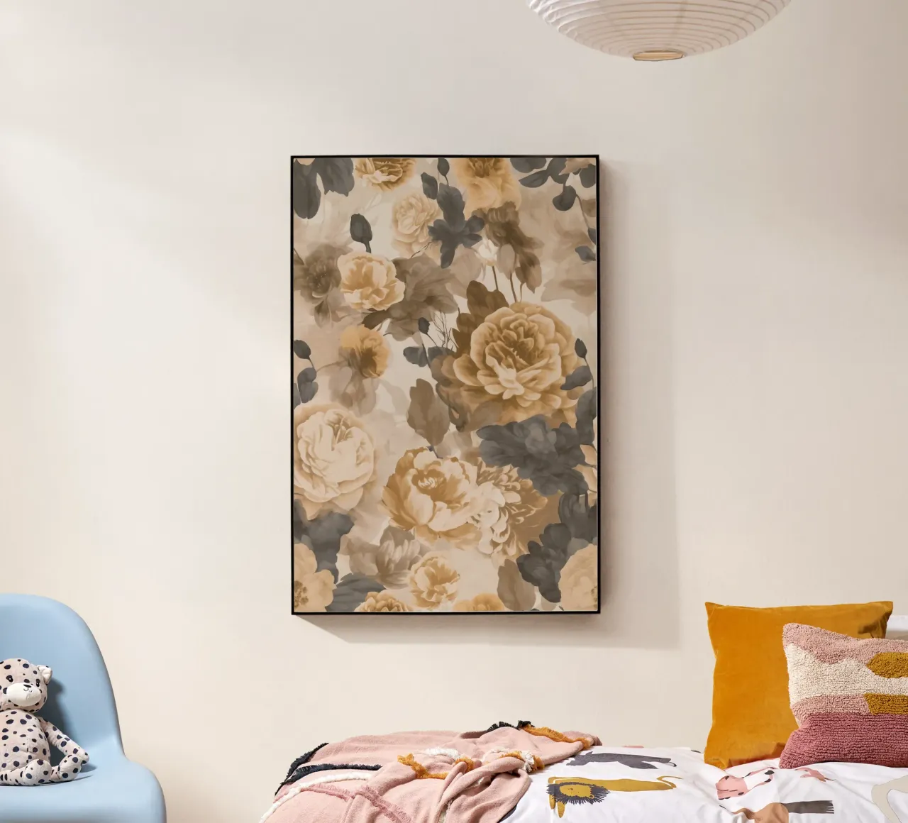 Rose barocche design floreale nostalgico in beige marrone scuro C plexiglass da Andrea Haase Vintage World