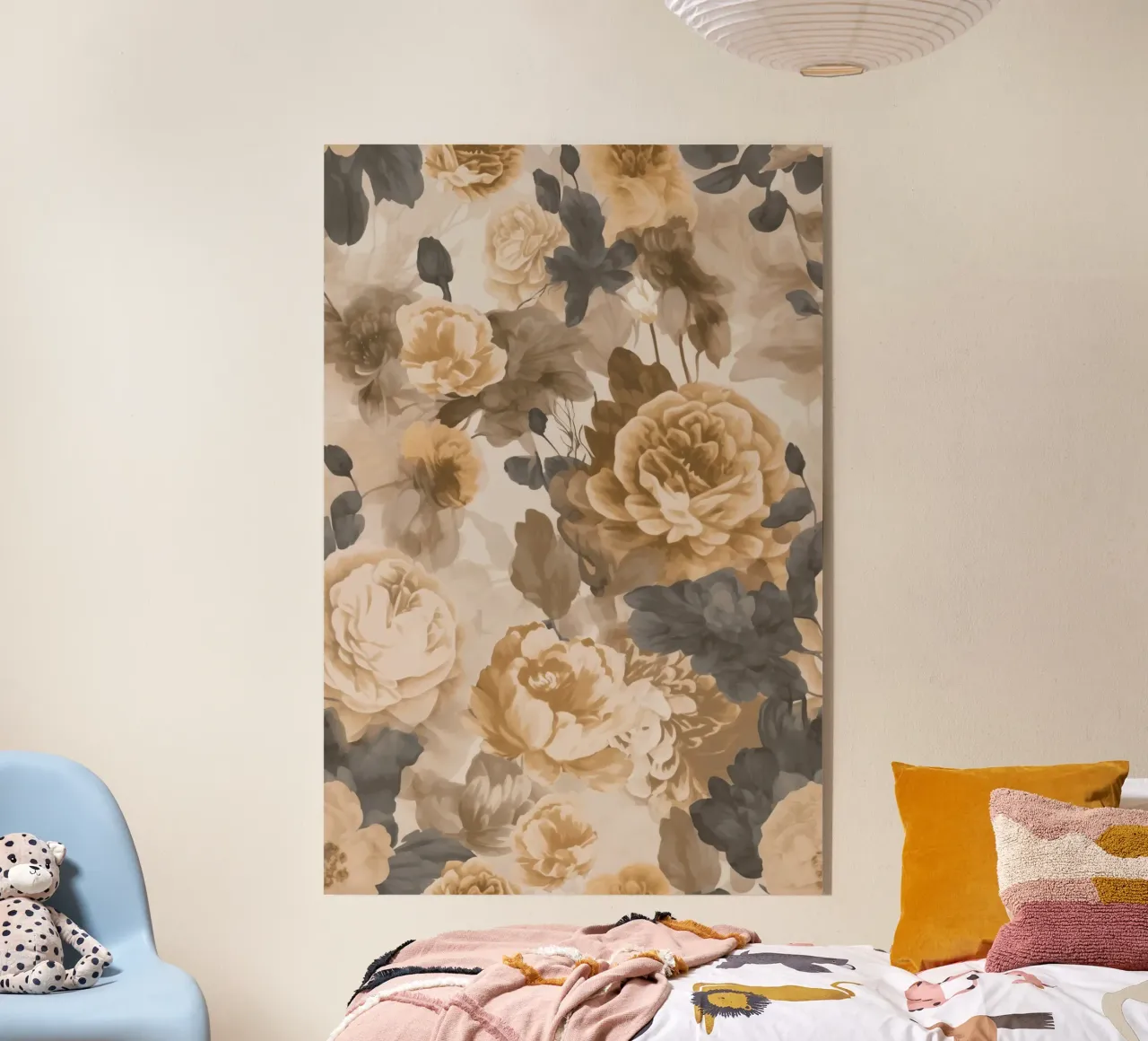 Rose barocche design floreale nostalgico in beige marrone scuro C plexiglass da Andrea Haase Vintage World
