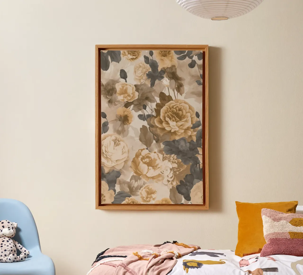 Barok Rozen Bloemig Nostalgie Ontwerp In Sfeervol Beige Bruin C canvas van Andrea Haase Vintage World