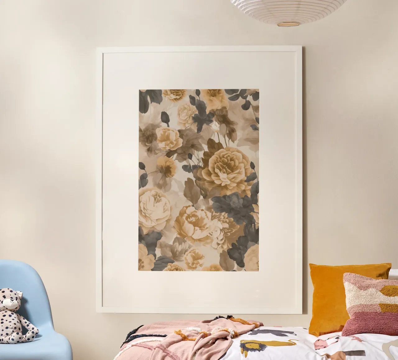 Rose barocche design floreale nostalgico in beige marrone scuro C carta hahnemühle da Andrea Haase Vintage World