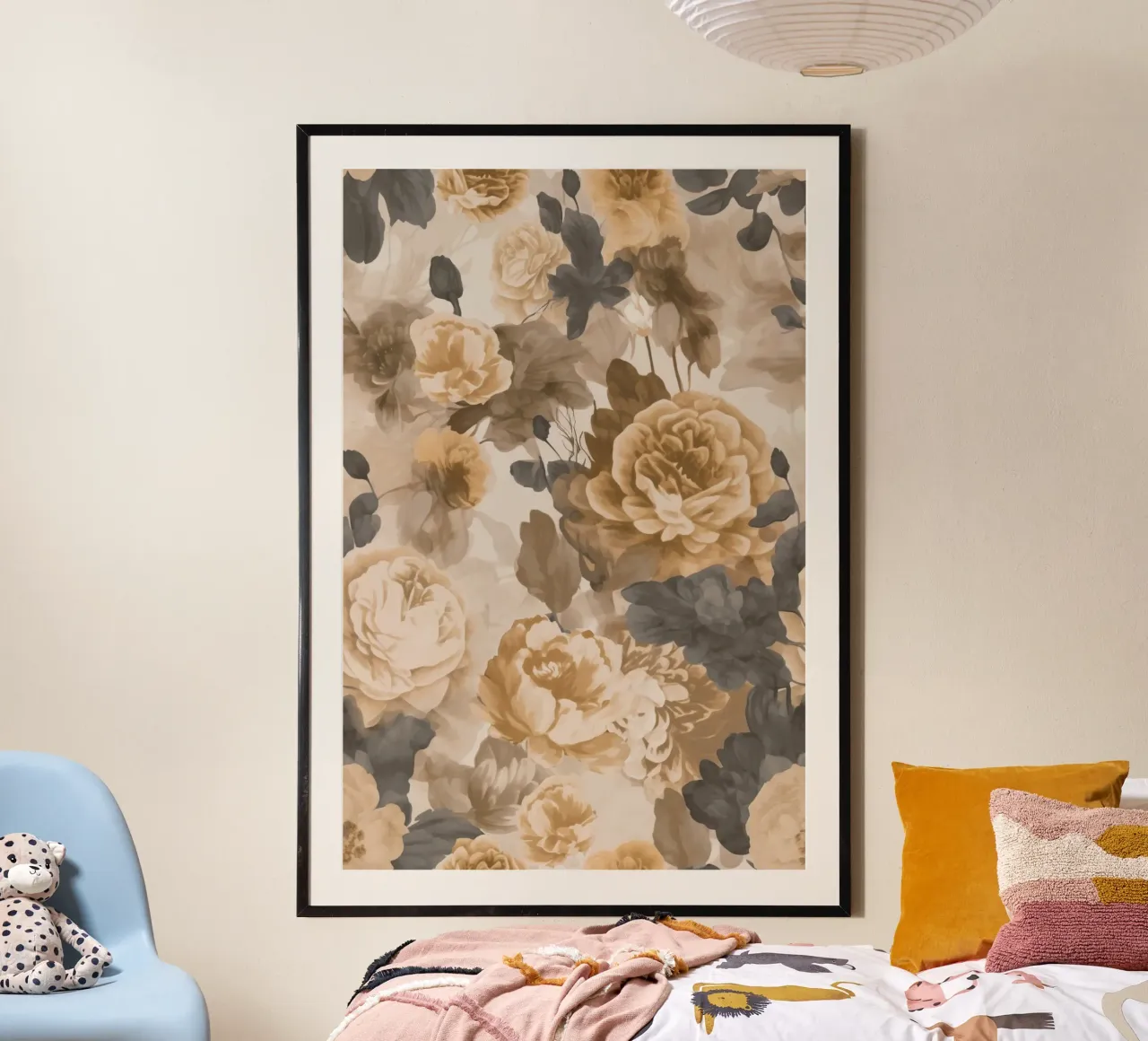 Rose barocche design floreale nostalgico in beige marrone scuro C carta hahnemühle da Andrea Haase Vintage World