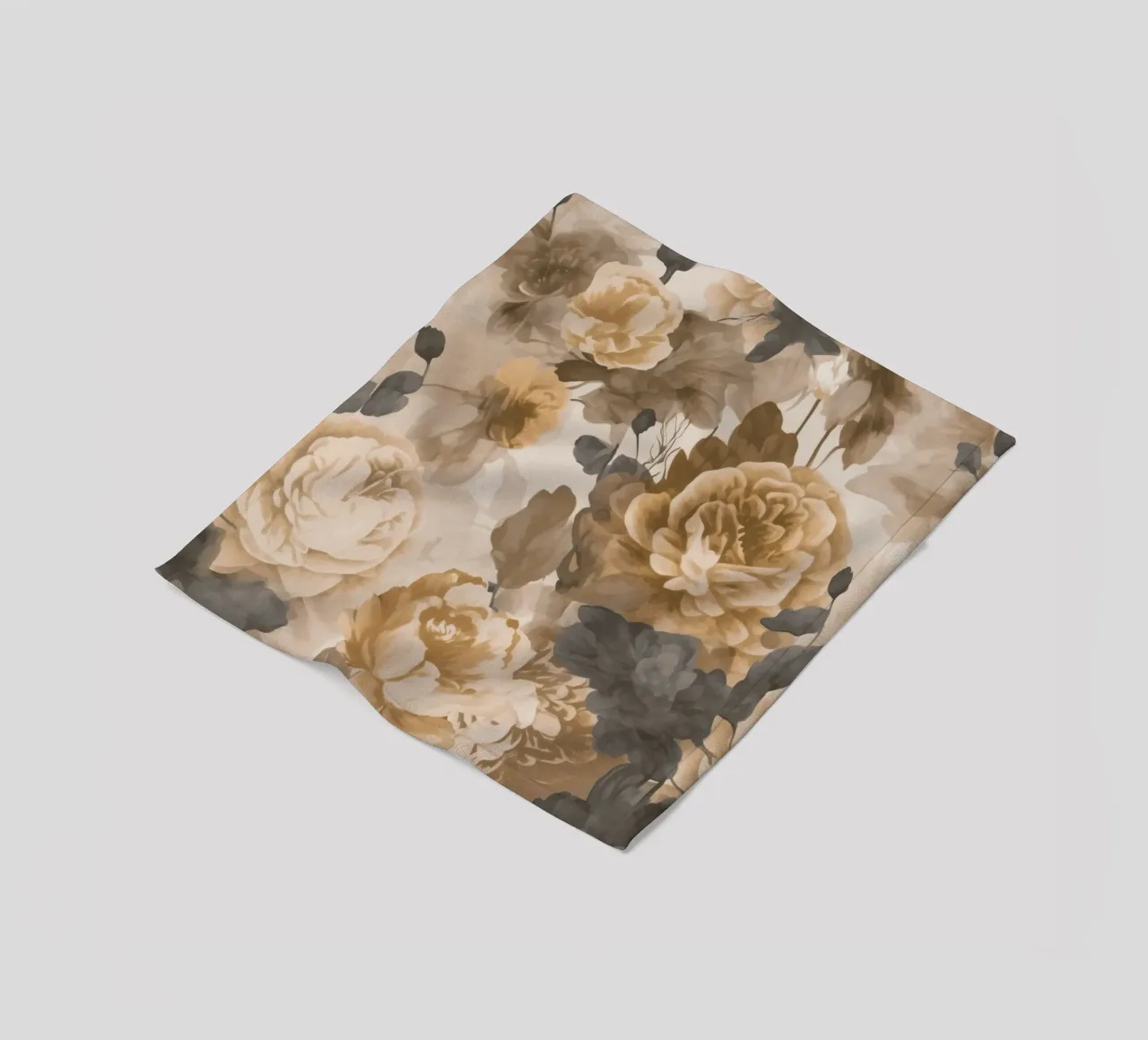 Rose barocche design floreale nostalgico in beige marrone scuro C coperta in pile da Andrea Haase Vintage World