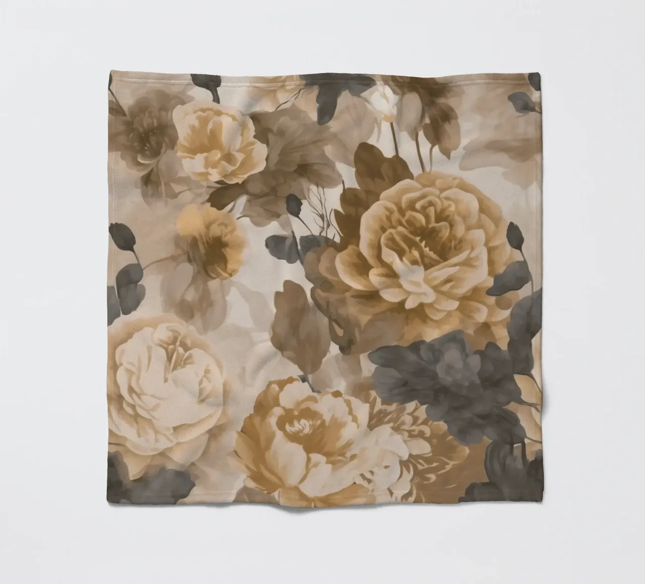 Rose barocche design floreale nostalgico in beige marrone scuro C coperta in pile da Andrea Haase Vintage World