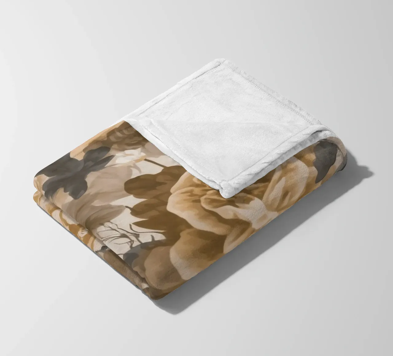 Rose barocche design floreale nostalgico in beige marrone scuro C coperta in pile da Andrea Haase Vintage World