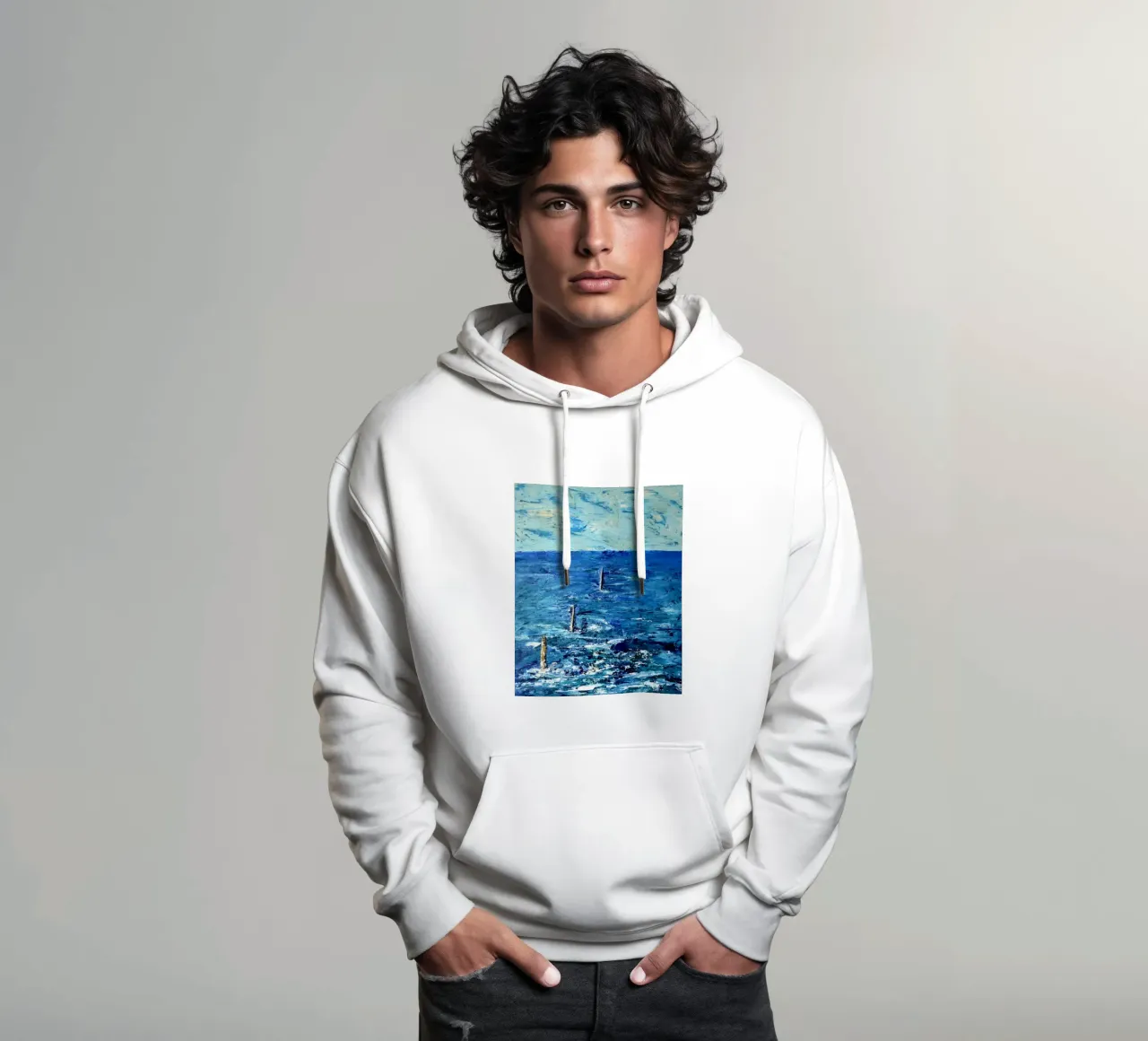 BLU ASSOLUTO. felpa con cappuccio da Thierry Vobmann Abstract painting