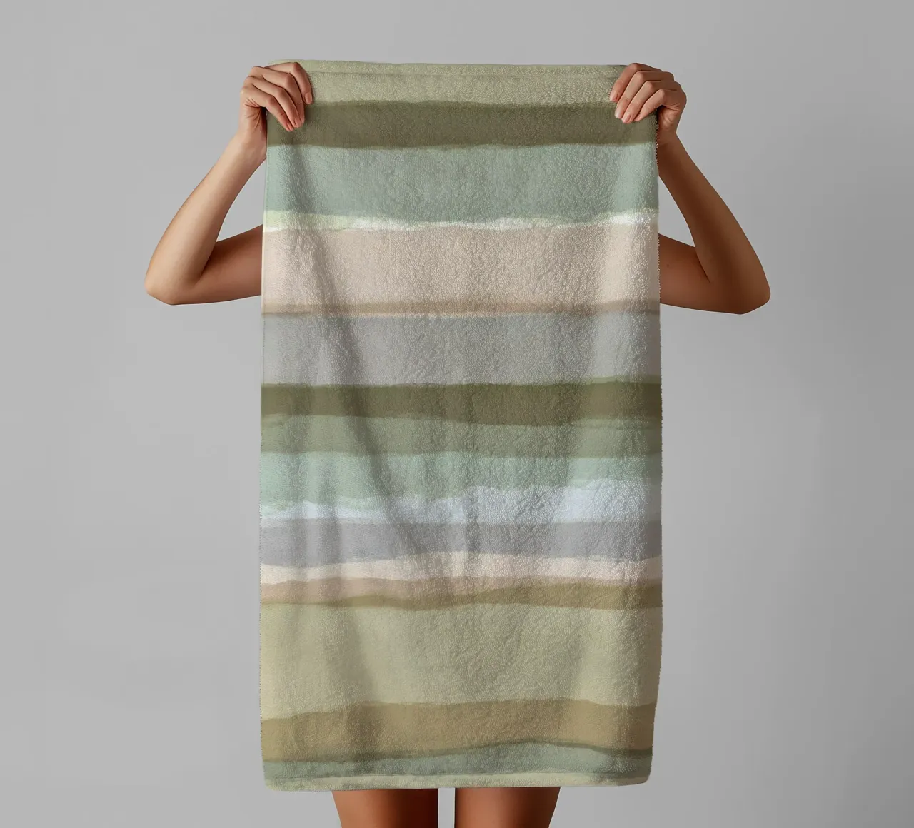 Strips 1A | Green Pastel Minimalism asciugamano da bagno da sabidussi