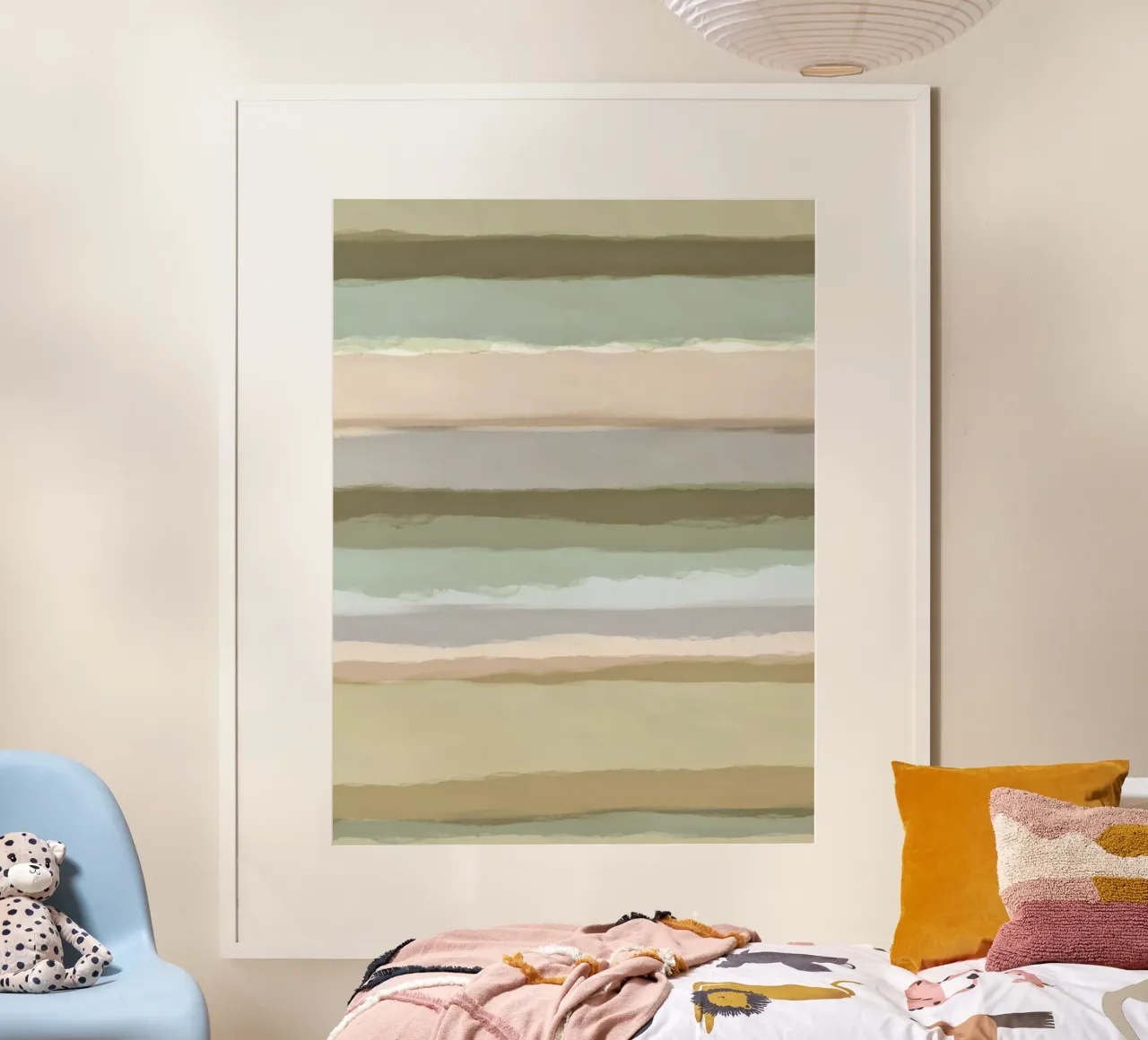 Strips 1A | Green Pastel Minimalism poster con telaio in plastica da sabidussi