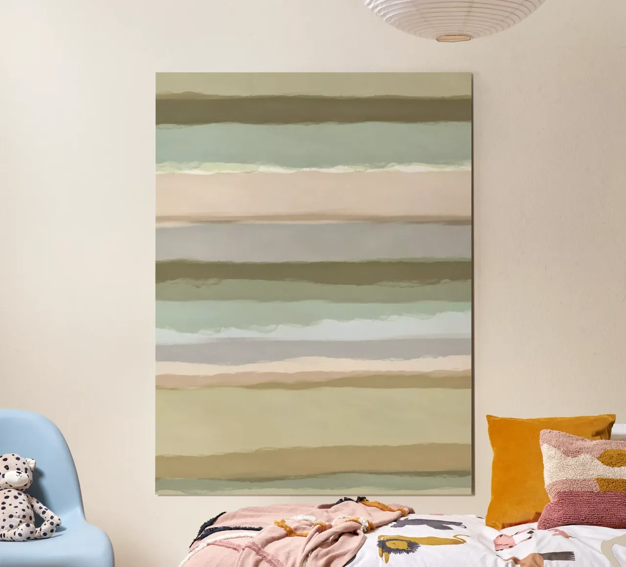 Strips 1A | Green Pastel Minimalism poster con telaio in plastica da sabidussi