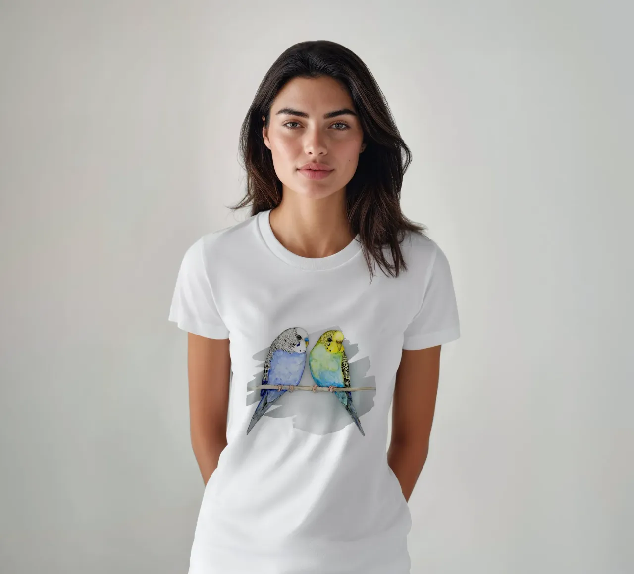 Due simpatici pappagallini acquerello t-shirt da BwiseLizzy