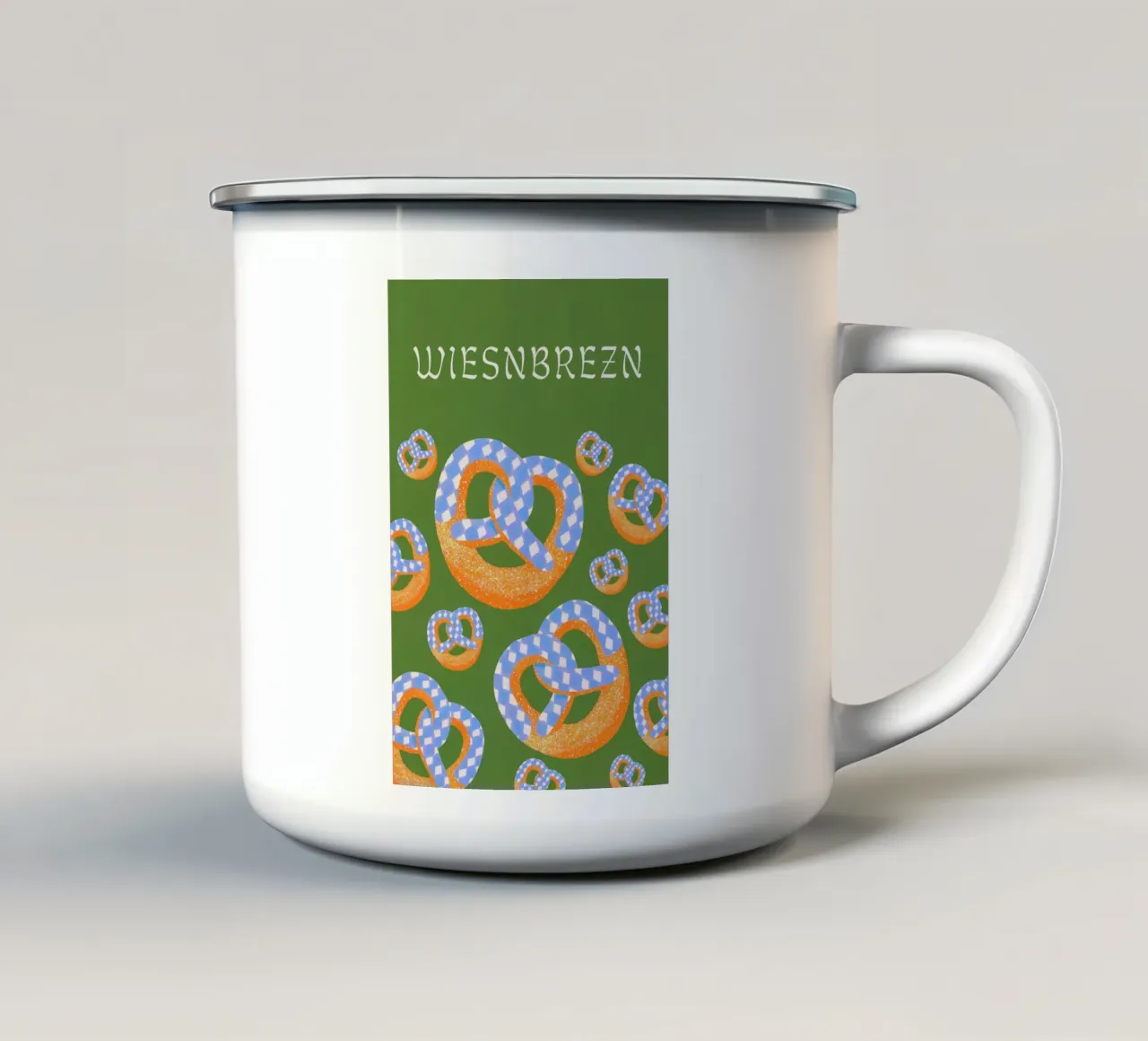 Pretzel Wiesn, verde tazza in smalto da Carinaprint