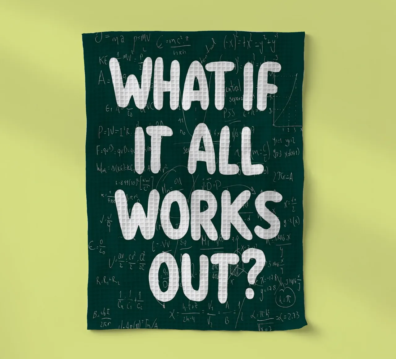 What If It All Works Out Problem Solver tea towel by Charlotte Gagnon