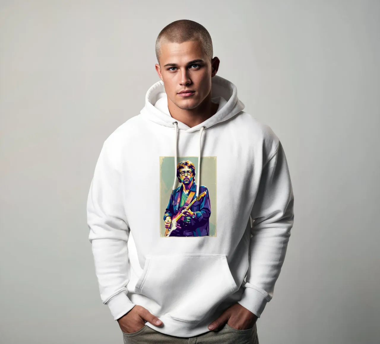 Erick Clapton pop art felpa con cappuccio da Hantamrata