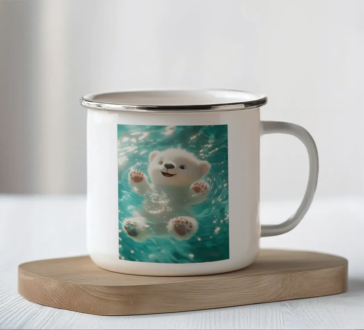 kitty in water tazza in smalto da ryan
