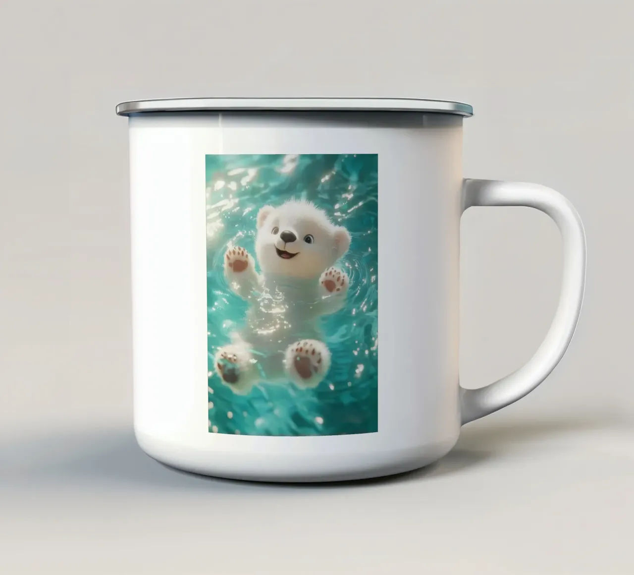 kitty in water tazza in smalto da ryan