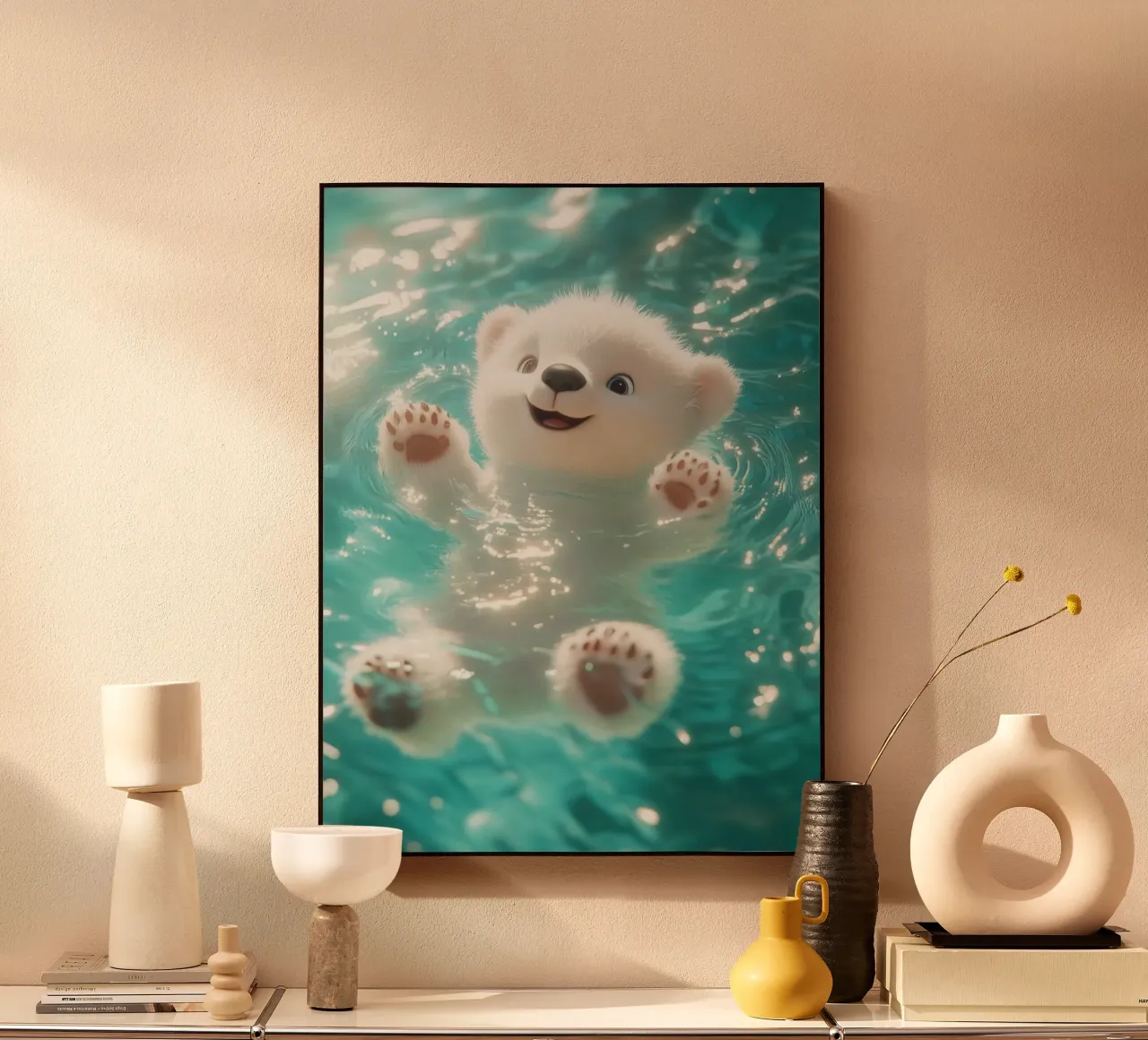 kitty in water alluminio dibond da ryan