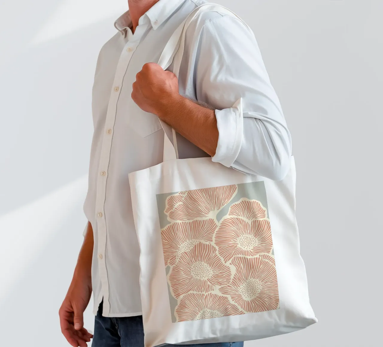 Fiori in linea borsa in juta da Carinaprint