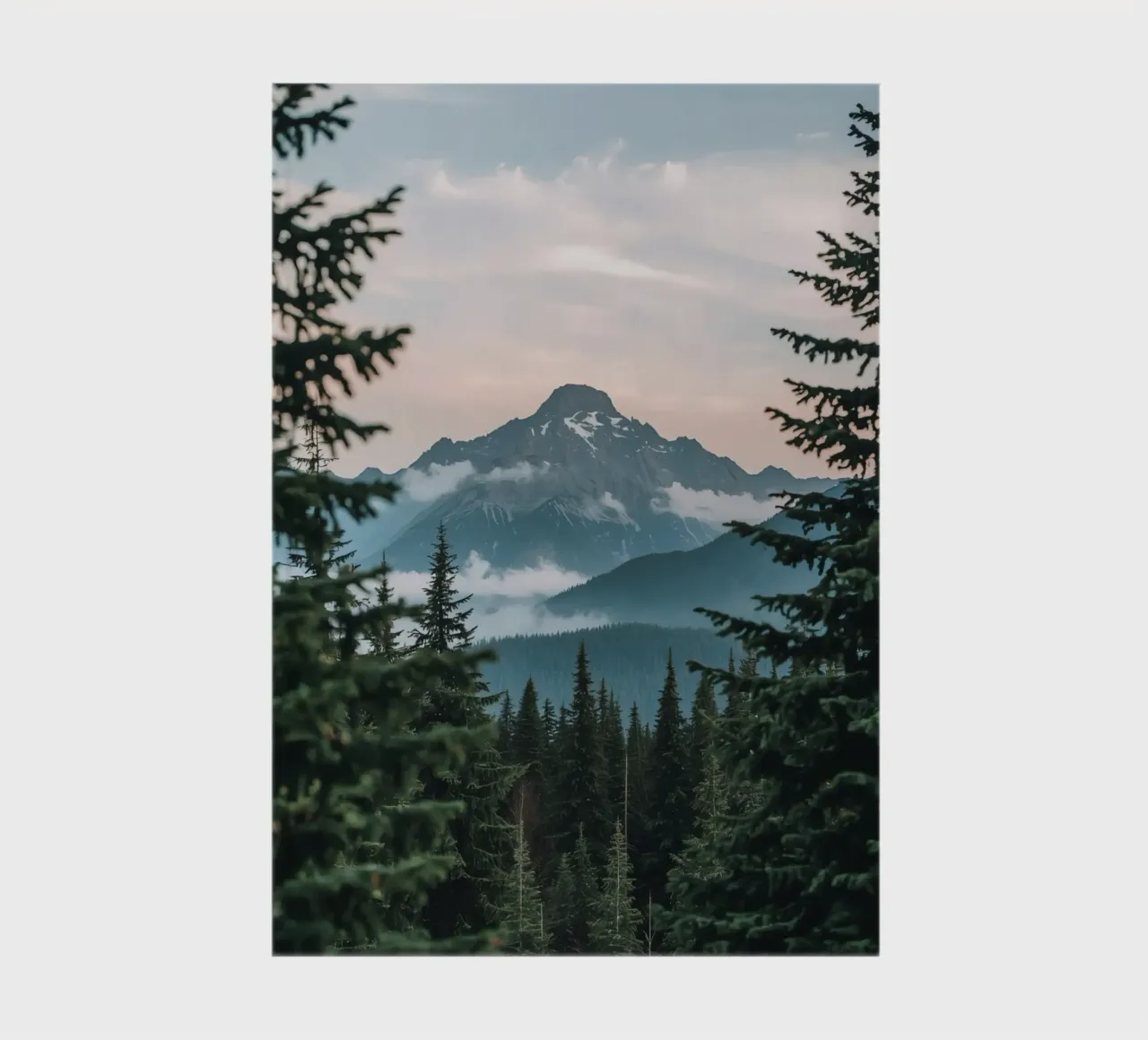 Coniferous Forest Framing Snow-Capped Mountain Peak notebook by DesignDoodle