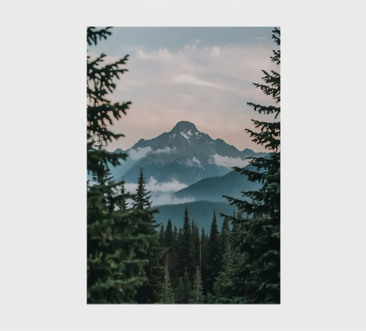Coniferous Forest Framing Snow-Capped Mountain Peak notebook by DesignDoodle