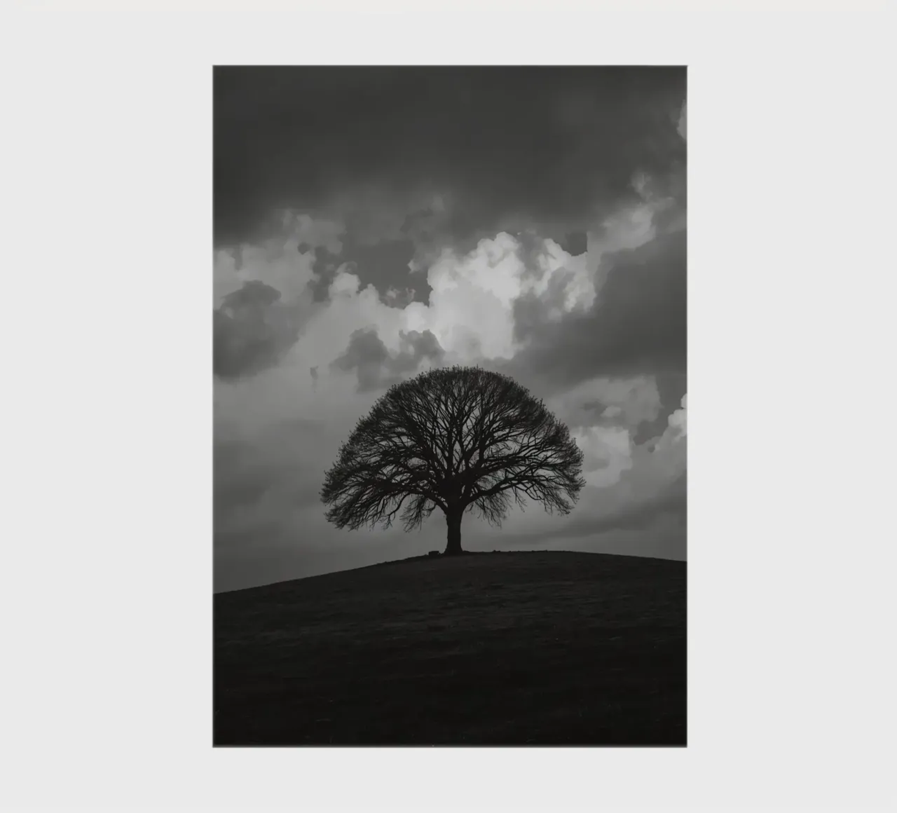 Deciduous Tree on Grassy Hill Under Cloudy Sky notebook by DesignDoodle