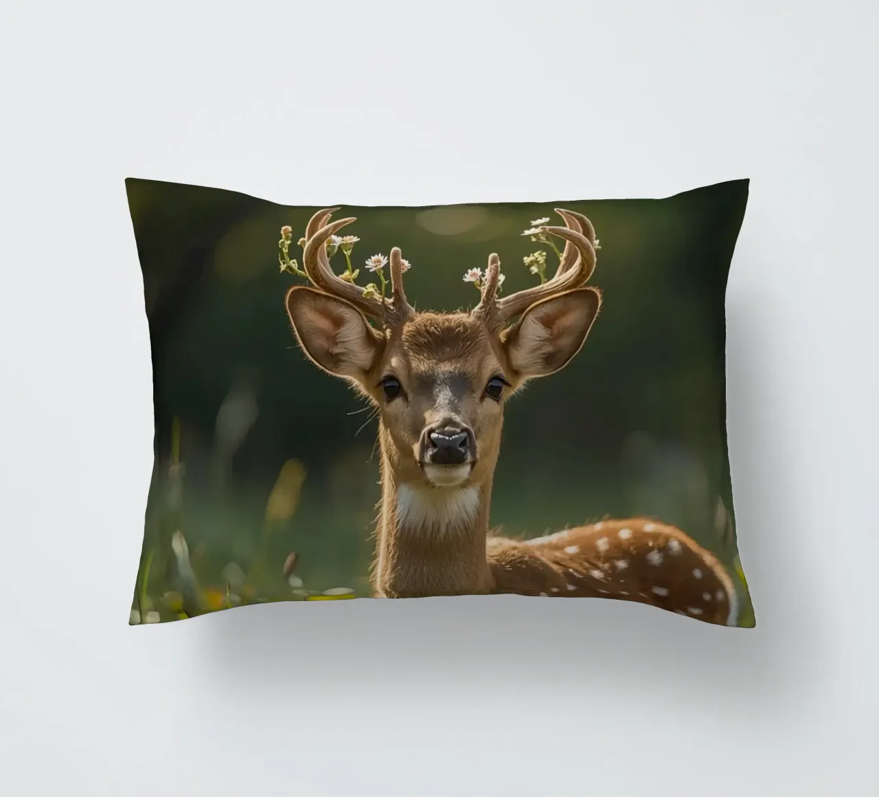 Cervo carino con fiori sulle corna cuscino da DesignDoodle