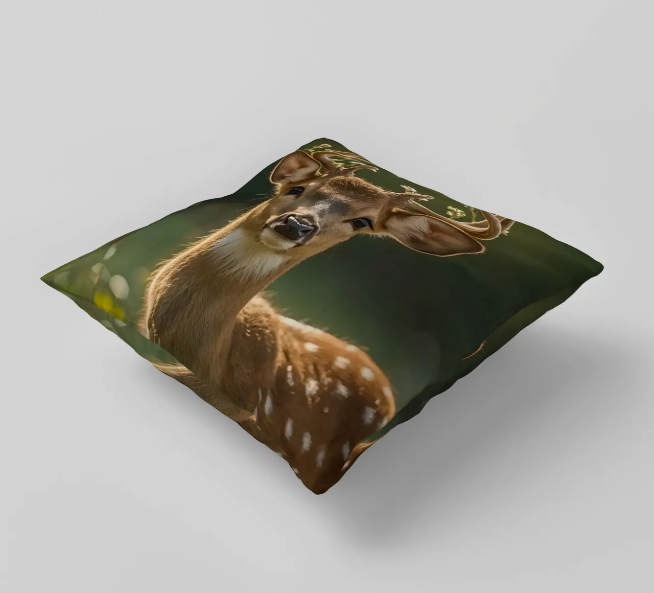 Cervo carino con fiori sulle corna cuscino da DesignDoodle