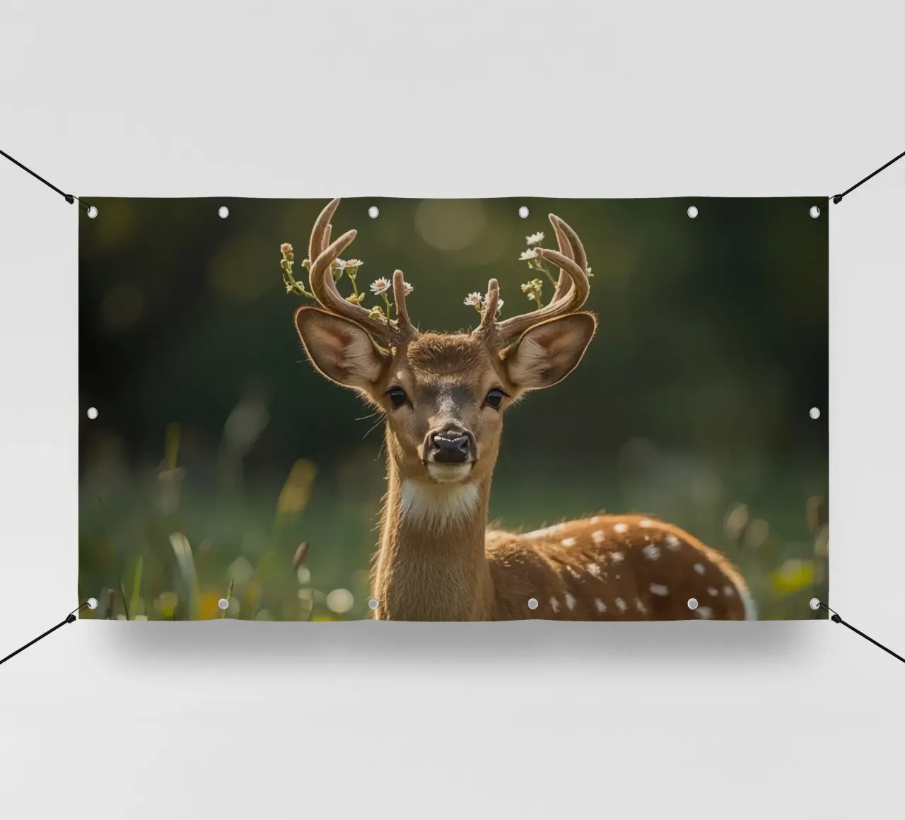 Cervo carino con fiori sulle corna telo in pvc da DesignDoodle