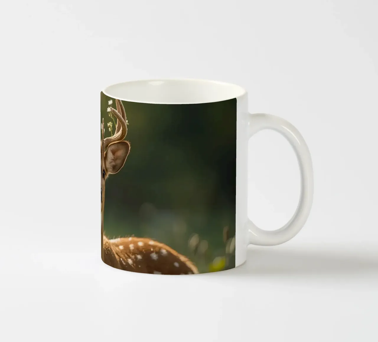 Cervo carino con fiori sulle corna tazza in ceramica da DesignDoodle