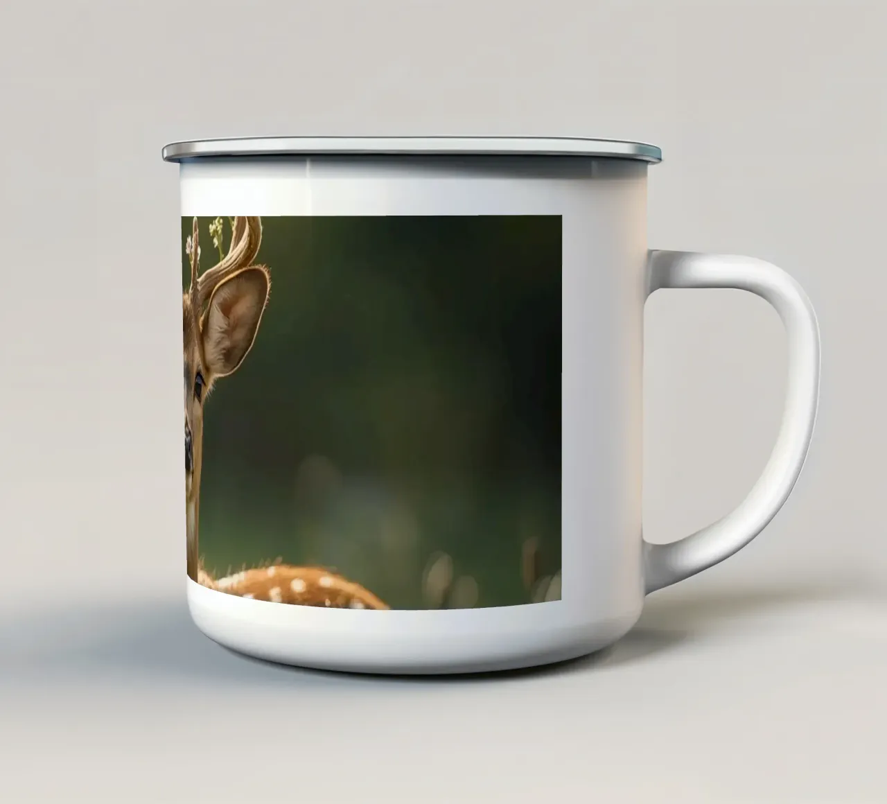 Cervo carino con fiori sulle corna tazza in smalto da DesignDoodle