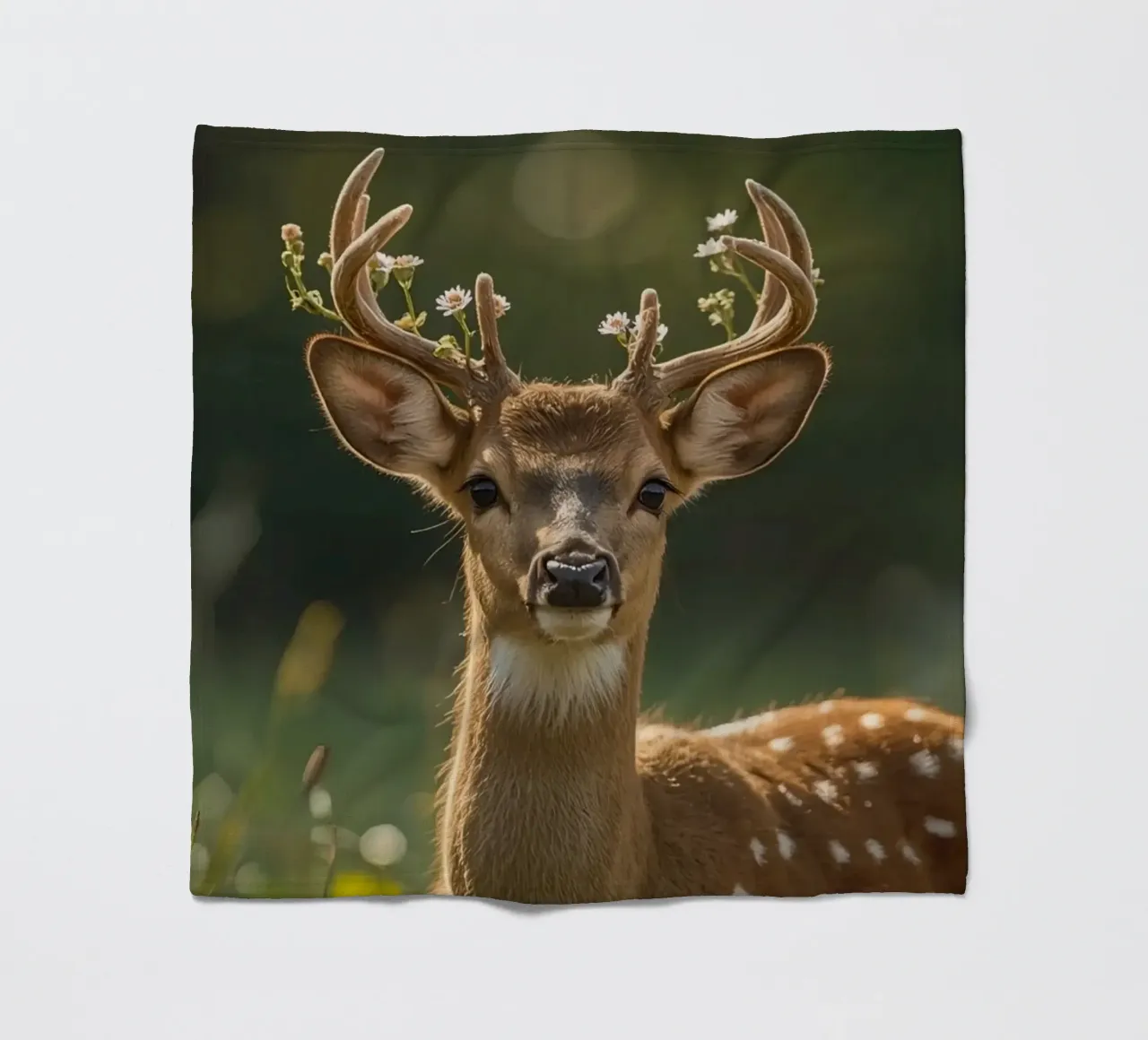 Cervo carino con fiori sulle corna coperta in pile da DesignDoodle