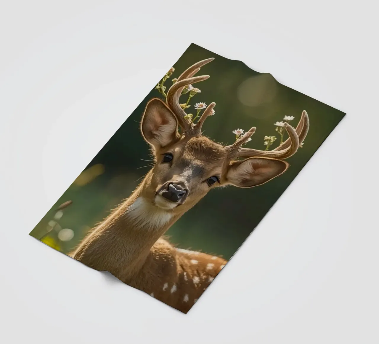Cervo carino con fiori sulle corna coperta in pile da DesignDoodle