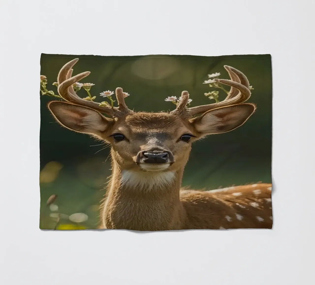 Cervo carino con fiori sulle corna coperta in pile da DesignDoodle