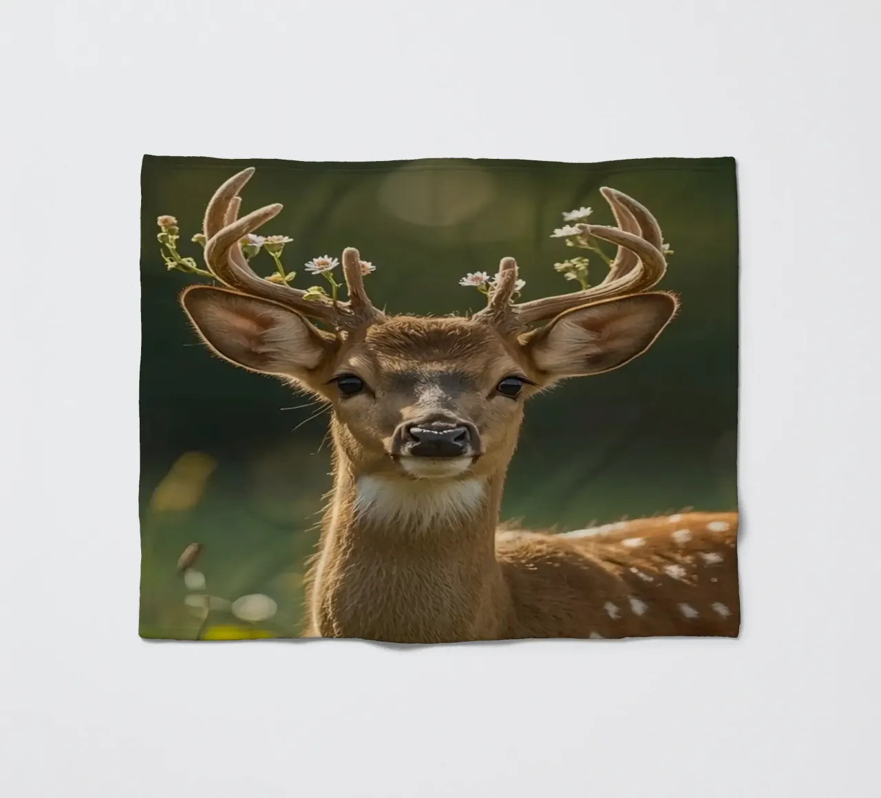 Cervo carino con fiori sulle corna coperta in pile da DesignDoodle