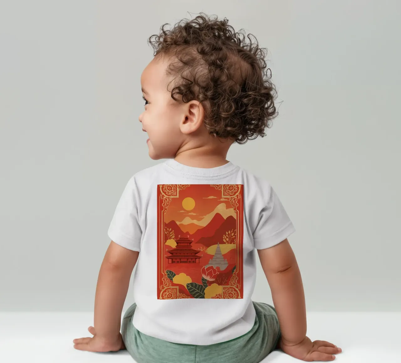 Paesaggio asiatico con tempio e pagoda maglietta neonato da DesignDoodle