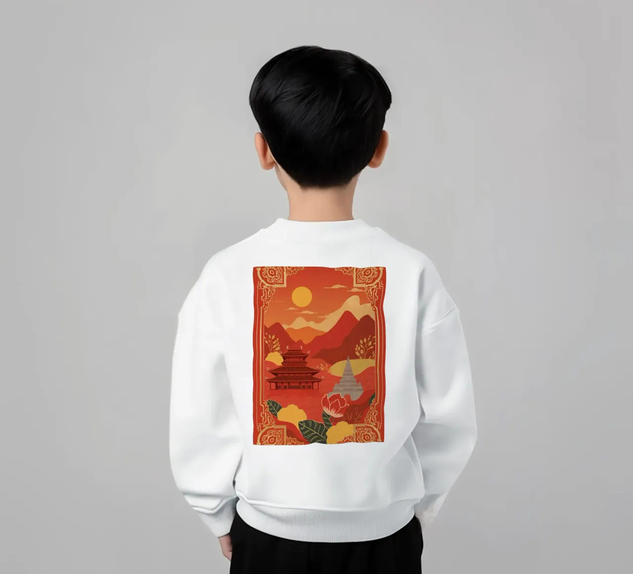 Paesaggio asiatico con tempio e pagoda felpa bambino da DesignDoodle