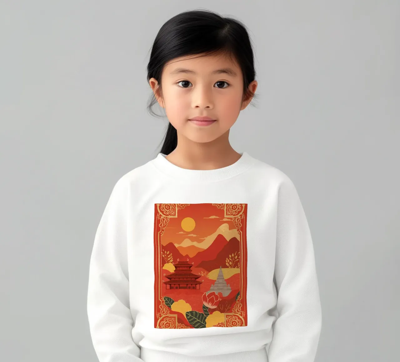 Paesaggio asiatico con tempio e pagoda felpa bambino da DesignDoodle