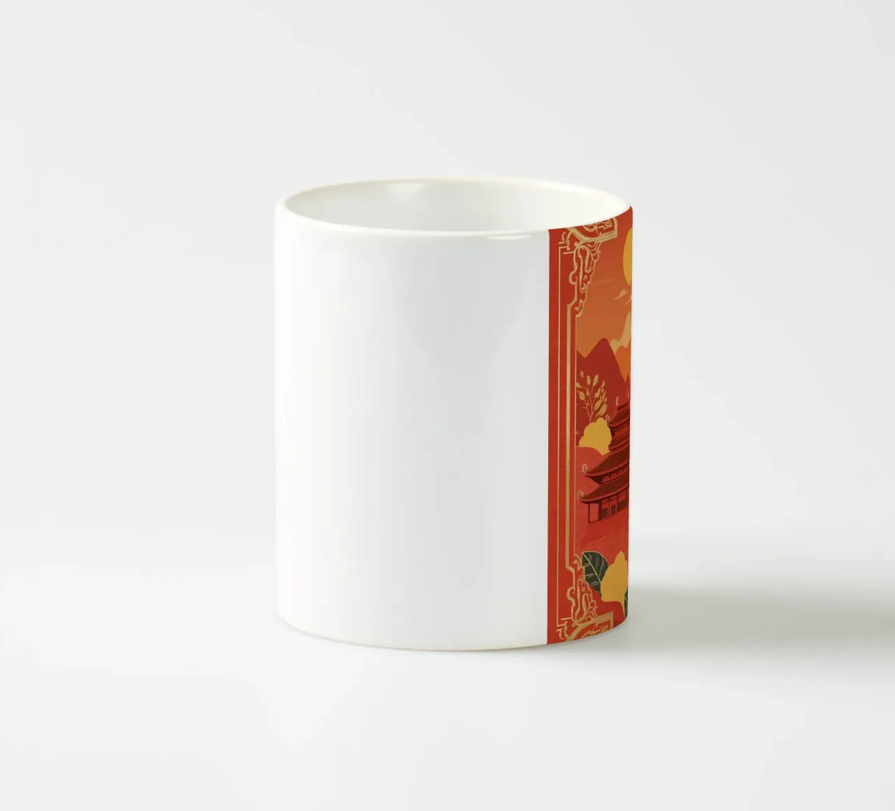 Paesaggio asiatico con tempio e pagoda tazza in ceramica da DesignDoodle
