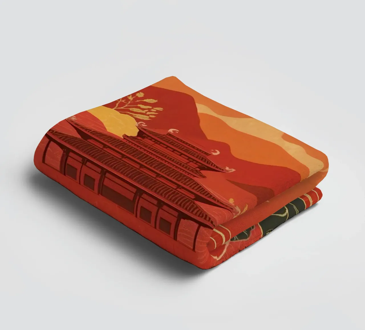 Paesaggio asiatico con tempio e pagoda asciugamano da bagno da DesignDoodle