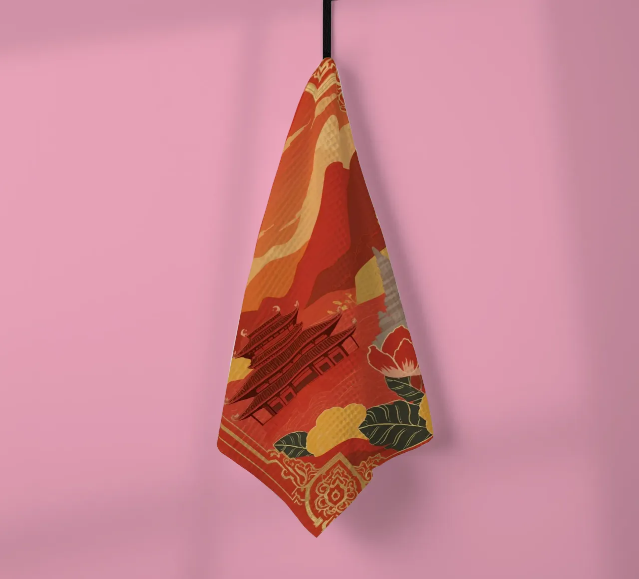 Paesaggio asiatico con tempio e pagoda canovaccio da cucina da DesignDoodle
