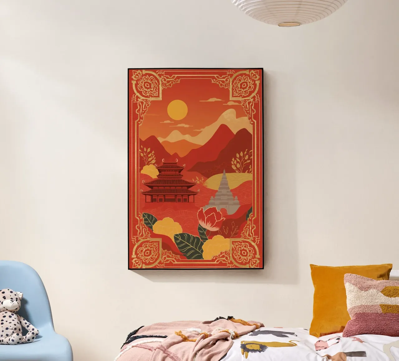 Paesaggio asiatico con tempio e pagoda plexiglass da DesignDoodle