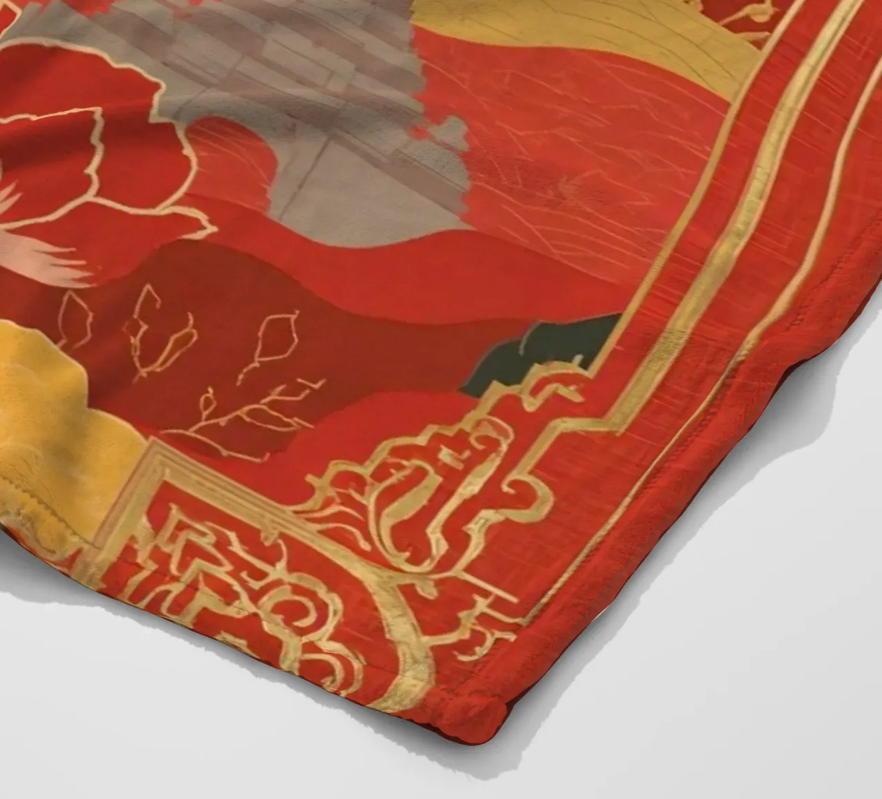 Paesaggio asiatico con tempio e pagoda coperta in pile da DesignDoodle